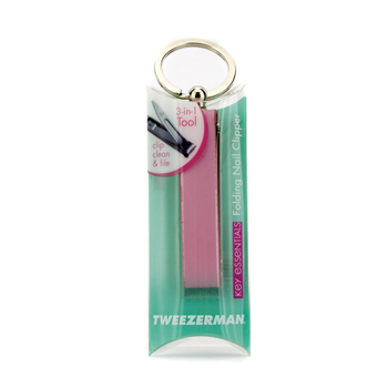 Key Essentials Folding Nail Clipper - Pink Leather Case Tweezerman Image