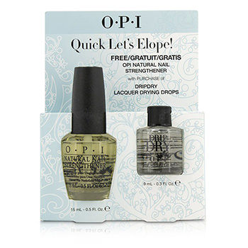 Quick Lets Elope Set: 1x Drip Dry Lacquer Drying Drops 1x Natural Nail Strengthener O.P.I Image