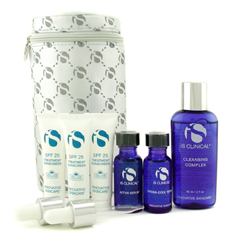 For Men Travel Kit: Cleansing Complex + Active Serum + Hydra-Cool Serum + 3x Treatment Sunscreen + Bag IS Clinical Image
