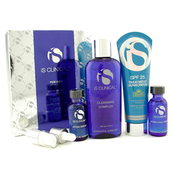 For Men Kit System: Cleansing Complex + Active Serum + Hydra-Cool Serum + Treatment Sunscreen IS Clinical Image