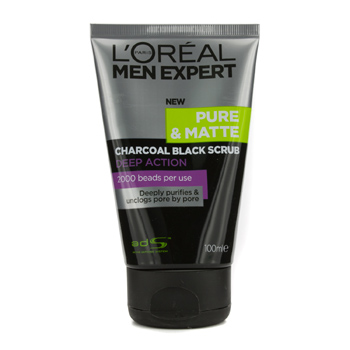Men Expert Pure & Matte Charcoal Black Scrub LOreal Image
