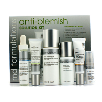 Anti-Blemish Solution Kit: Cleansing Gel 60ml + Glycare Lotion 30ml + Hydrating Gel 15ml + Clearing Complex 10ml + Total Protector 10ml + Eye Cream 5ml MD Formulations Image