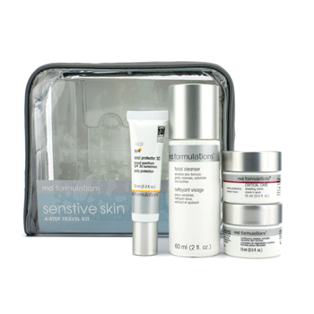 4-Step Travel Kit (Sensitive Skin): Cleanser + Renewal Complex + Shielding Cream + Sun Protector + Bag MD Formulations Image