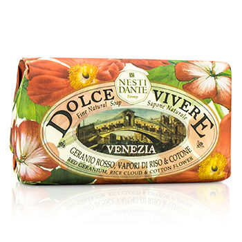 Dolce Vivere Fine Natural Soap - Venezia - Red Geranium Rice Cloud & Cotton Flower Nesti Dante Image