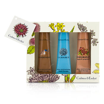 Ultra-Moisturising Hand Therapy Set: Gardeners 50g + La Source 50g + Pomegranate Argan & Grapeseed 50g Crabtree & Evelyn Image